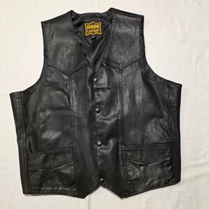 Black Leather Vest Womens XXL 2XL Snap Button